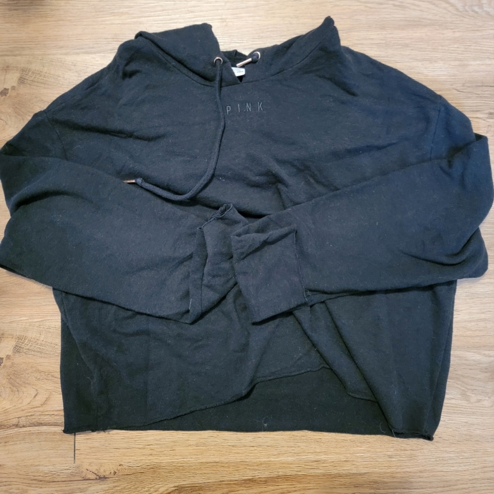 Pink Victoria Secret Black Hoodie Sz Large
